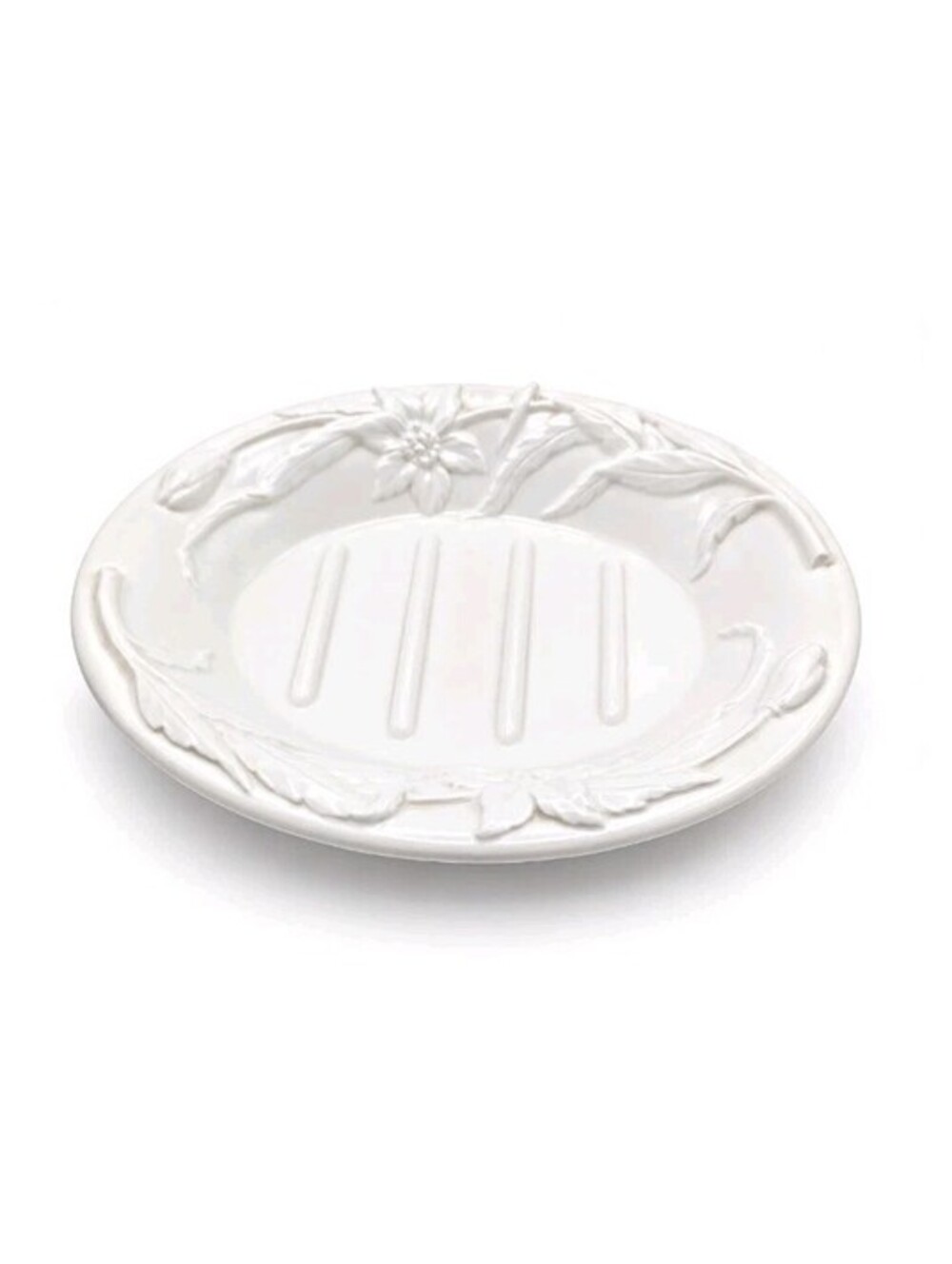 Vintage Williams Sonoma IDG Ceramic Soap Dish Floral Relief 6791 Made in Italy